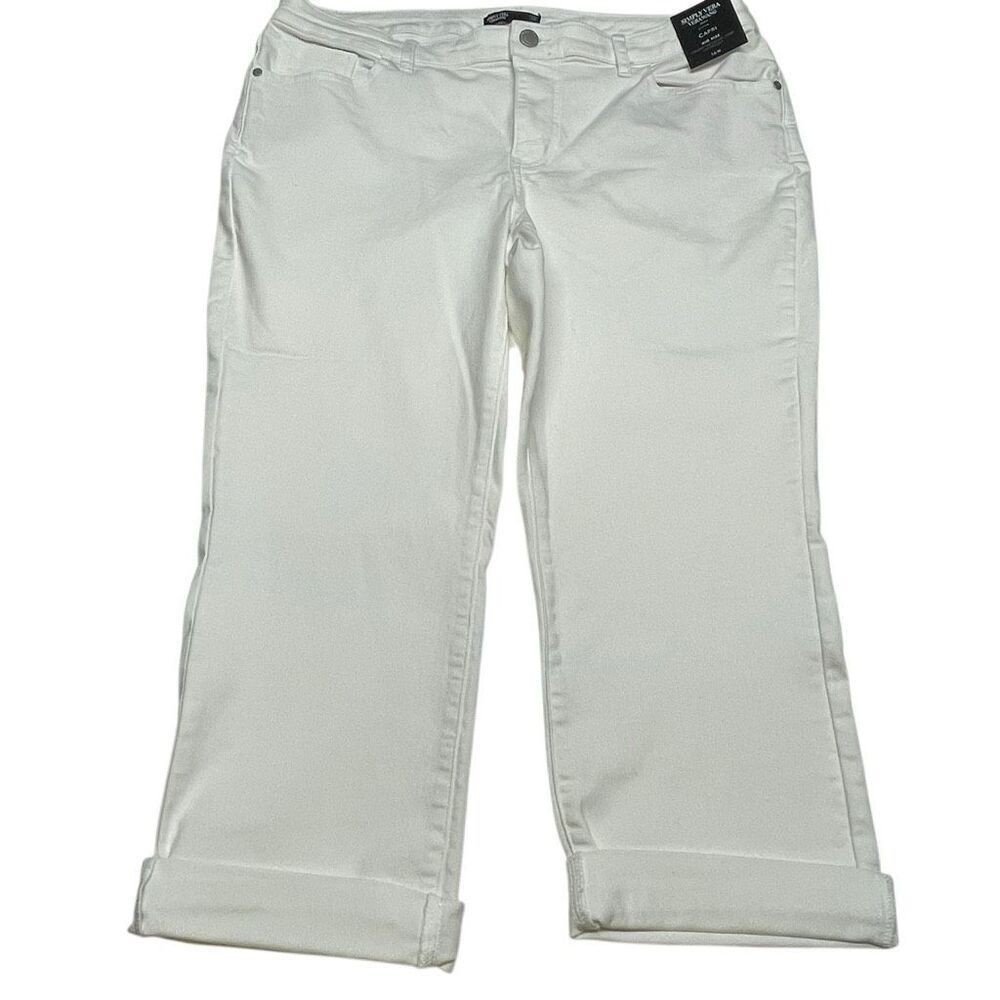 Simply Vera White Stretch Capri Denim Pants